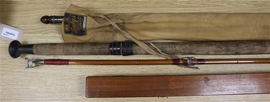 A collection of split cane rods and a box